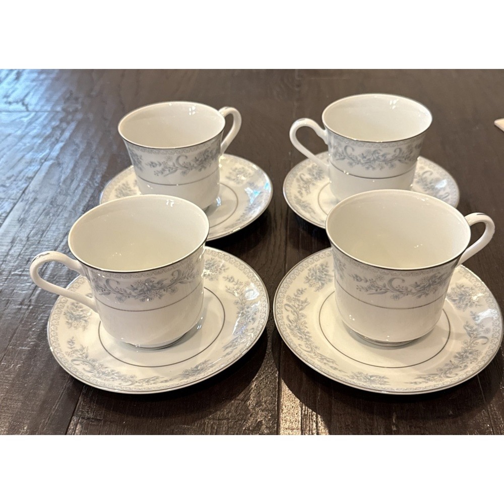 Mikasa Fine China Dresden Rose Tea Cup Saucers Plate Japan Set Of 4